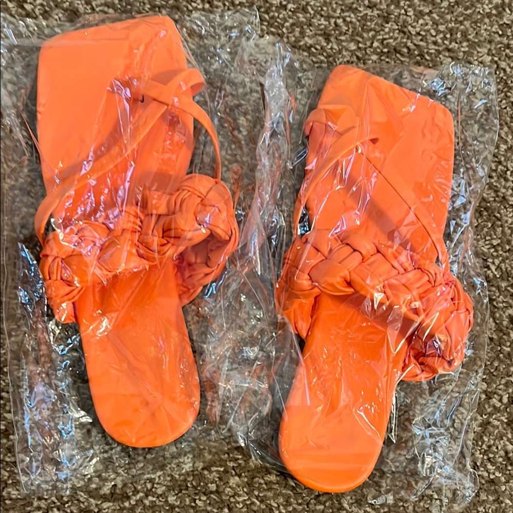 Orange Braided Strap Sandals - Picture 7 of 7